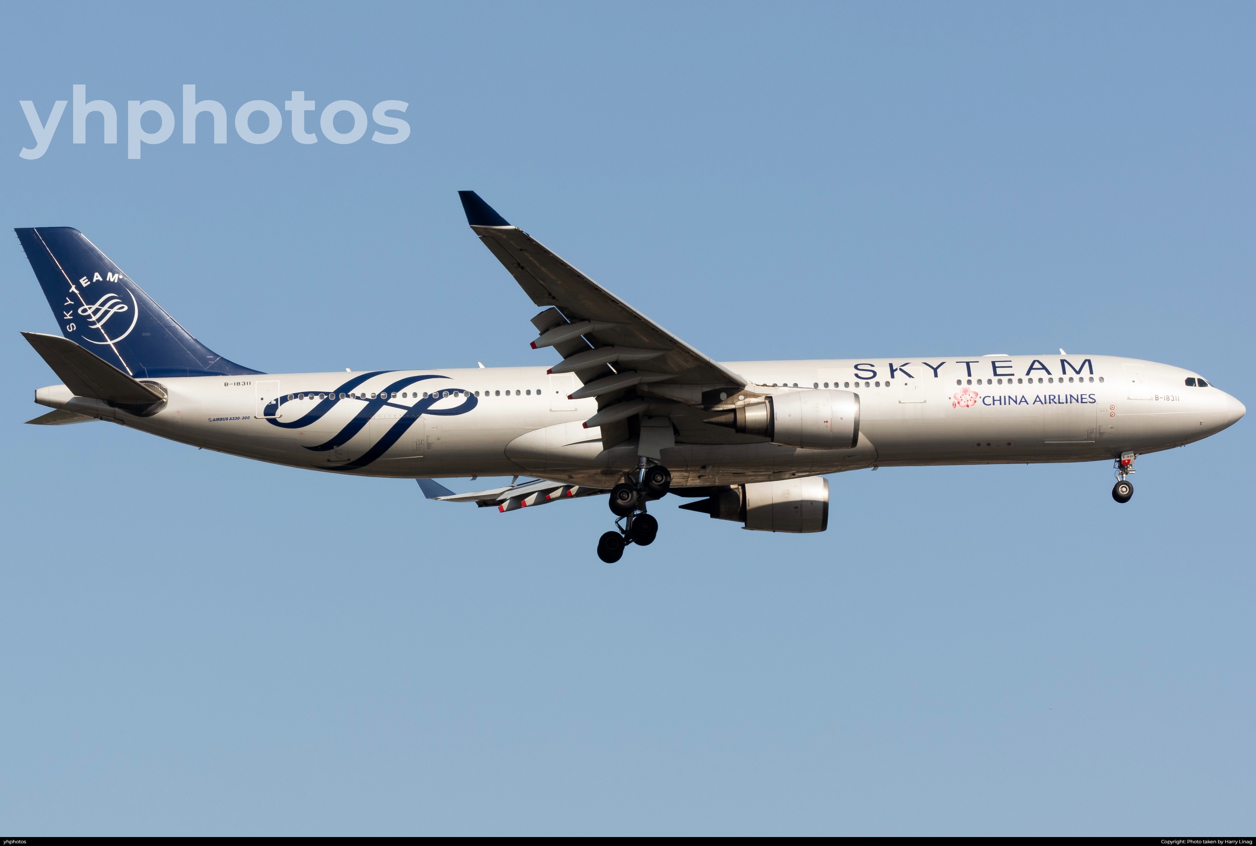 China Airlines Skyteam livery A330 landing at ZGGG RWY 20L